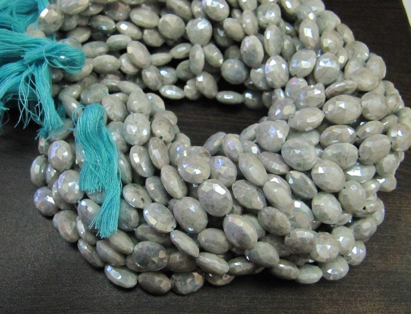 Natural Aquamarine AB Mystic Coated Oval Shape Faceted 11-12mm Beads Silver Coated Beads Strand 14 inches Long