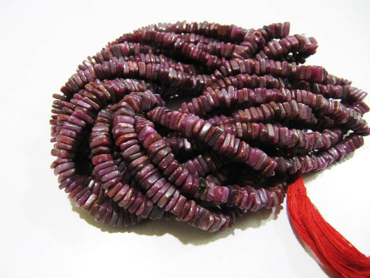 Natural Ruby  Heishi Cut Square Shape Beads 5mm Gemstone Beads Strand 8 inch Long Wholesale Prices