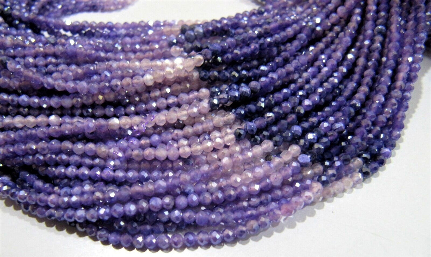 Genuine Moonstone Rondelle Faceted 2.5 mm Beads  Amethyst Color Mystic AB Coated Shaded Moonstone Beads Strand 13 inches long