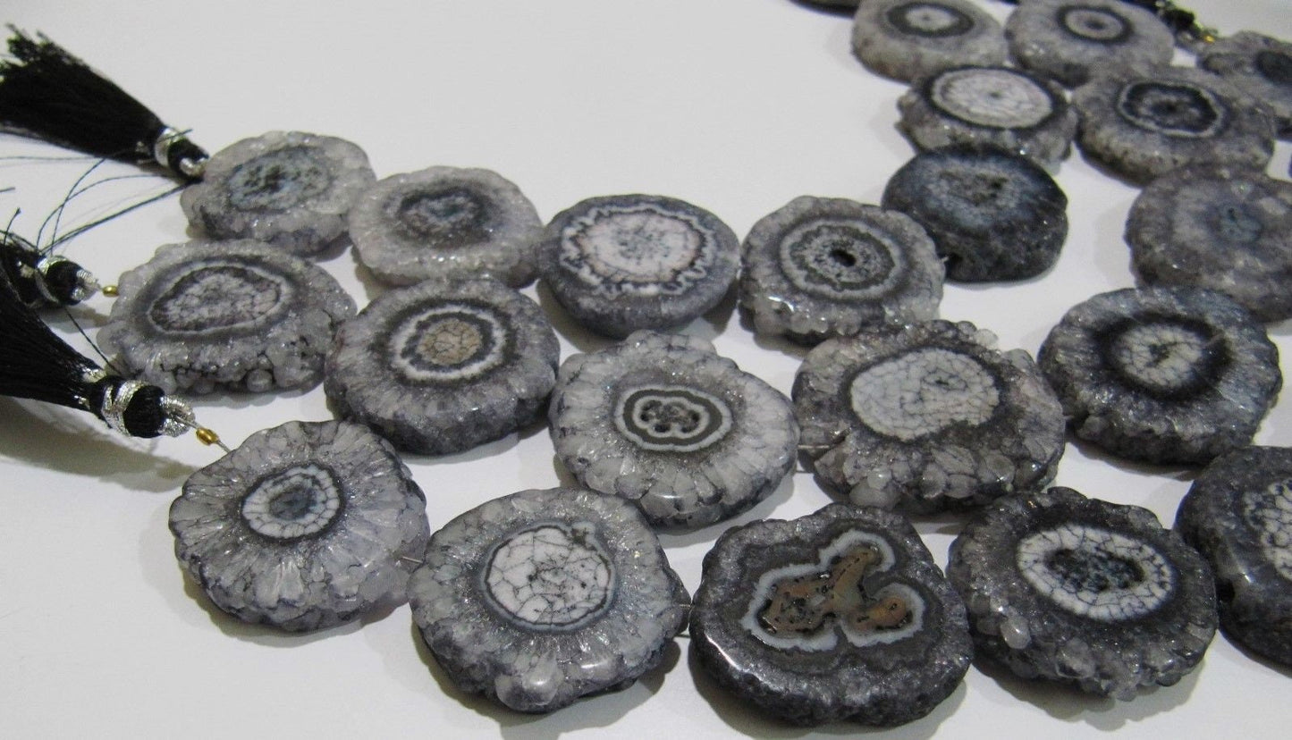 Fabulous Gray Solar Quartz Beads Size 25mm Gray Fancy Shape Strand Length 10 Inches Long For Jewelry Making Beads