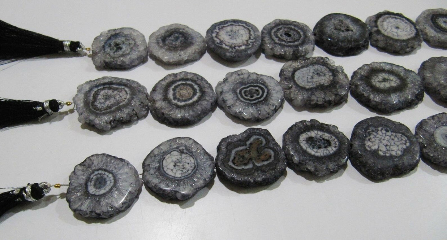 Fabulous Gray Solar Quartz Beads Size 25mm Gray Fancy Shape Strand Length 10 Inches Long For Jewelry Making Beads
