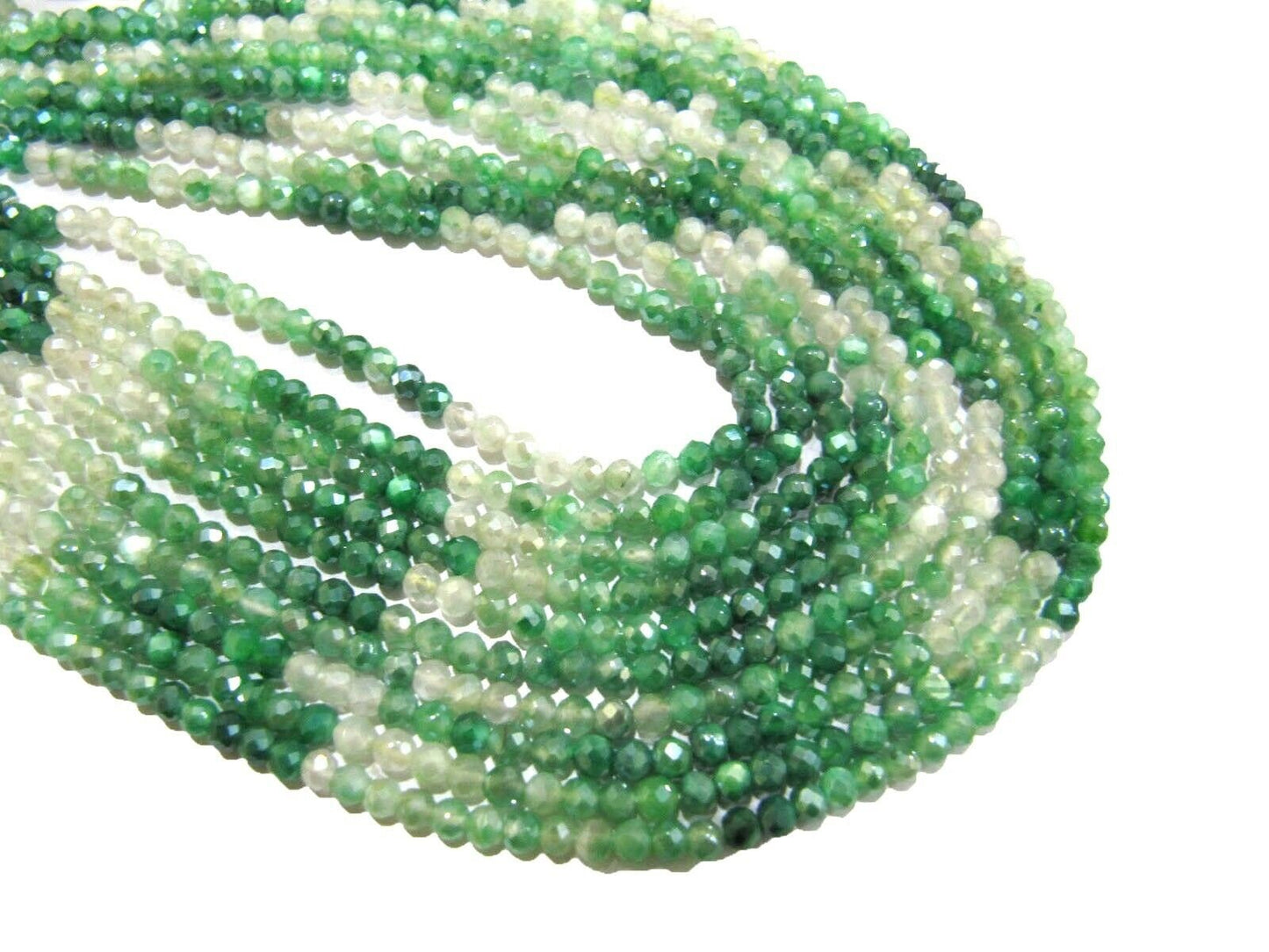 Natural Moonstone Emerald color AB Coated Shaded Beads Rondelle Faceted Moonstone Beads 3mm Strand 13 inches long Emerald Shaded Gemstones