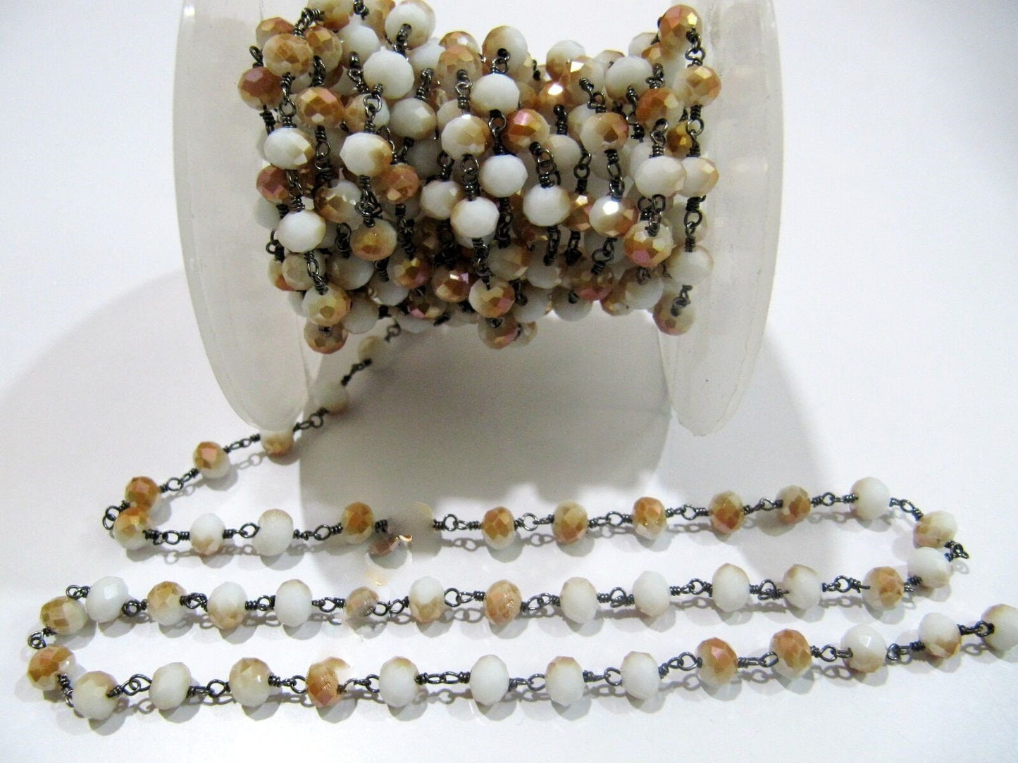3 Feet Sunstone Hydro Quartz  Rondelle  6mm Faceted Beads Chain Beaded Rosary Handmade Chain  High Quality Wholesale Prices