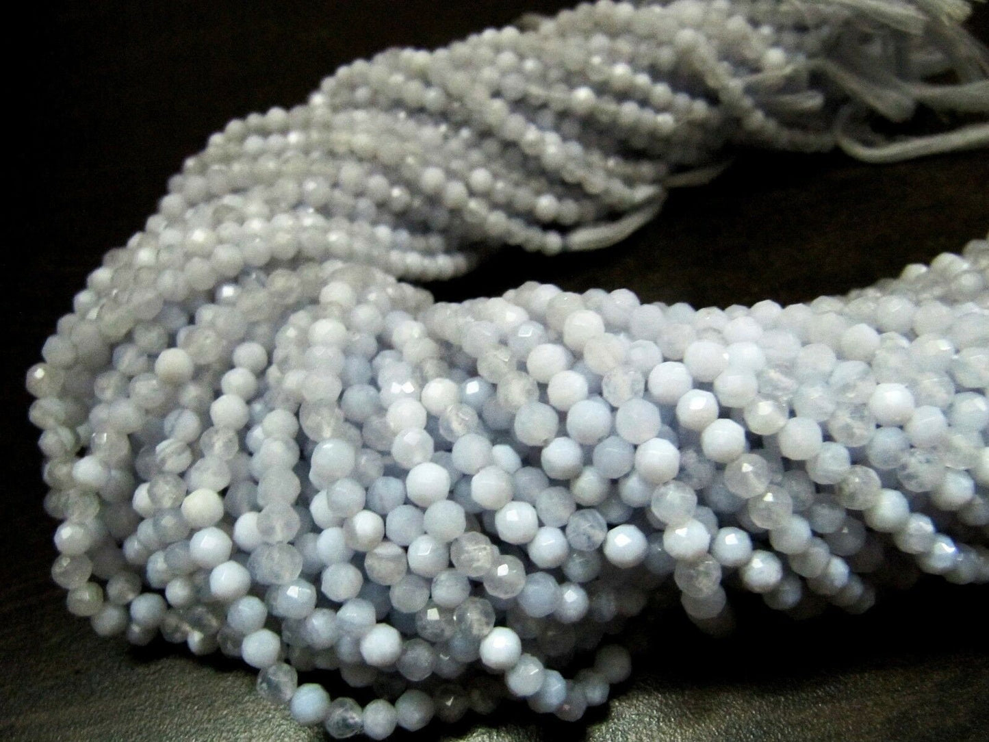 Natural Blue Lace Agate Round Faceted 4mm Ball Shape Beads Strand 13 inch Long Top Quality Beads Wholesale Prices