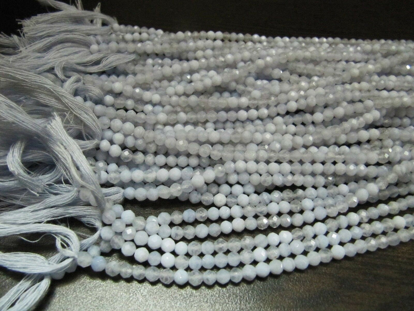Natural Blue Lace Agate Round Faceted 4mm Ball Shape Beads Strand 13 inch Long Top Quality Beads Wholesale Prices