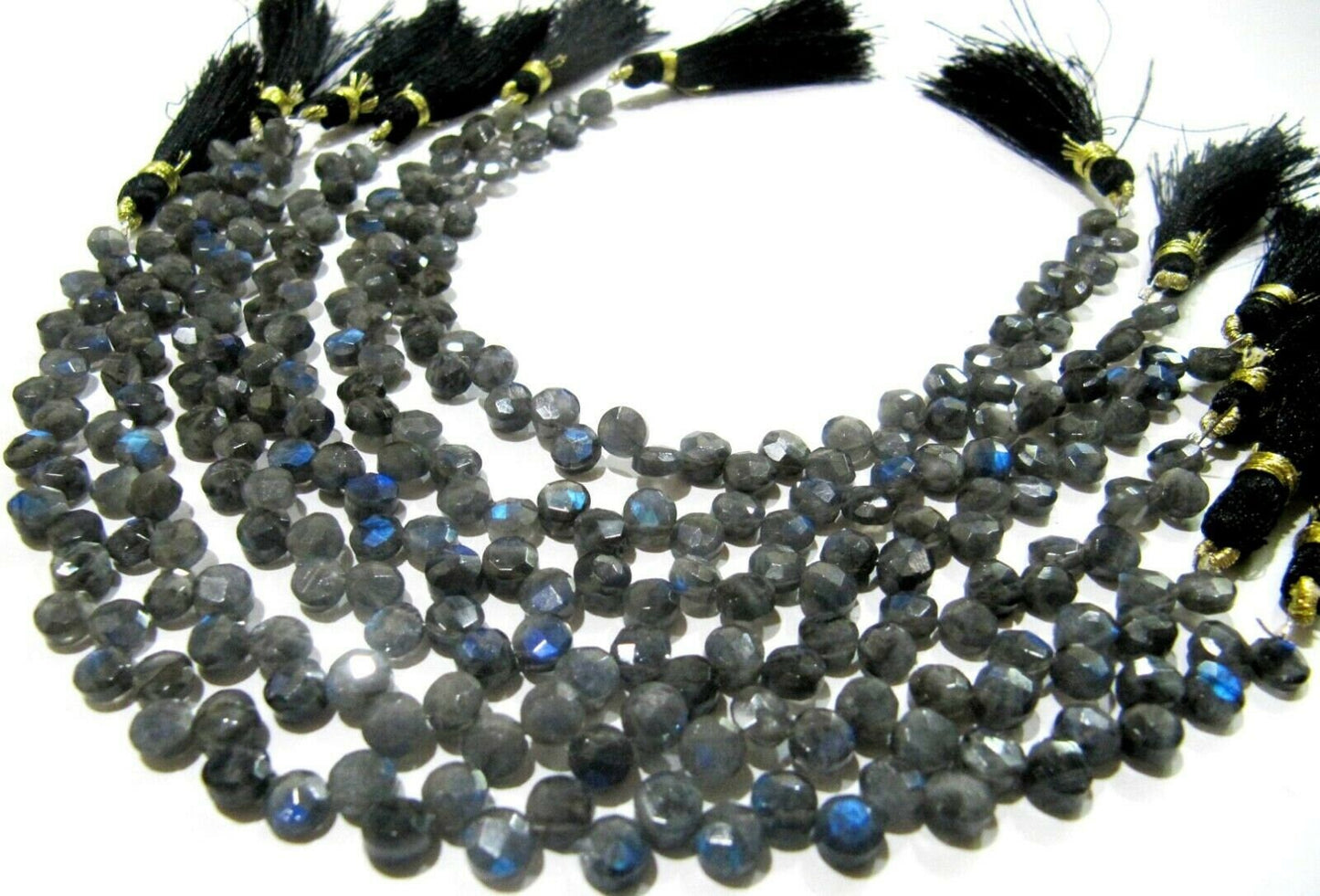 Natural Labradorite Coin shape 5-6mm briolette Beads Blue Flashy Gemstone strand 8 inch long Jewelry Making Gemstone Beads