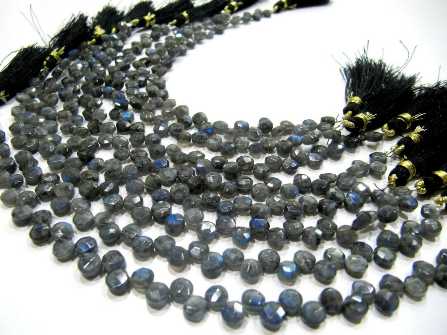 Natural Labradorite Coin shape 5-6mm briolette Beads Blue Flashy Gemstone strand 8 inch long Jewelry Making Gemstone Beads