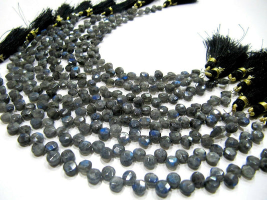 Natural Labradorite Coin shape 5-6mm briolette Beads Blue Flashy Gemstone strand 8 inch long Jewelry Making Gemstone Beads