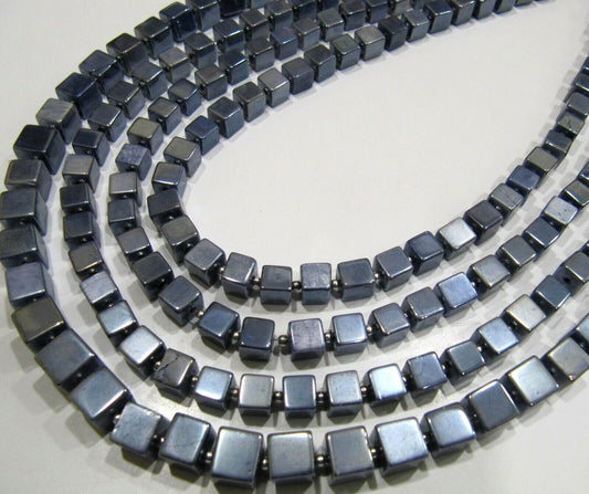 Natural Moonstone Beads AB Mystic Coated 6-7mm Iolite Color Plain Smooth Cube Box Shape Jewelry Making Beads Strand 8 inches long