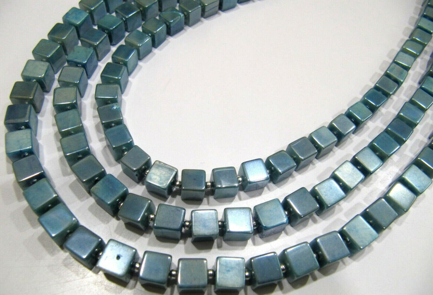 Natural Moonstone Beads AB Mystic Coated 6-7mm Blue Topaz Color Plain Smooth Cube Box Shape Jewelry Making Beads Strand 8 inches long