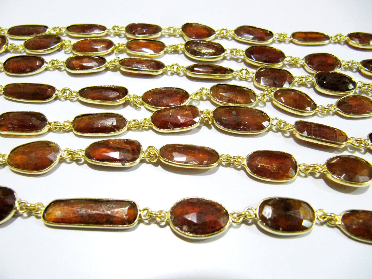 Natural Rare Orange Kyanite Uneven  Free Shape Briolette Bezel Connector Chain High Quality Orange Stones Wholesale prices