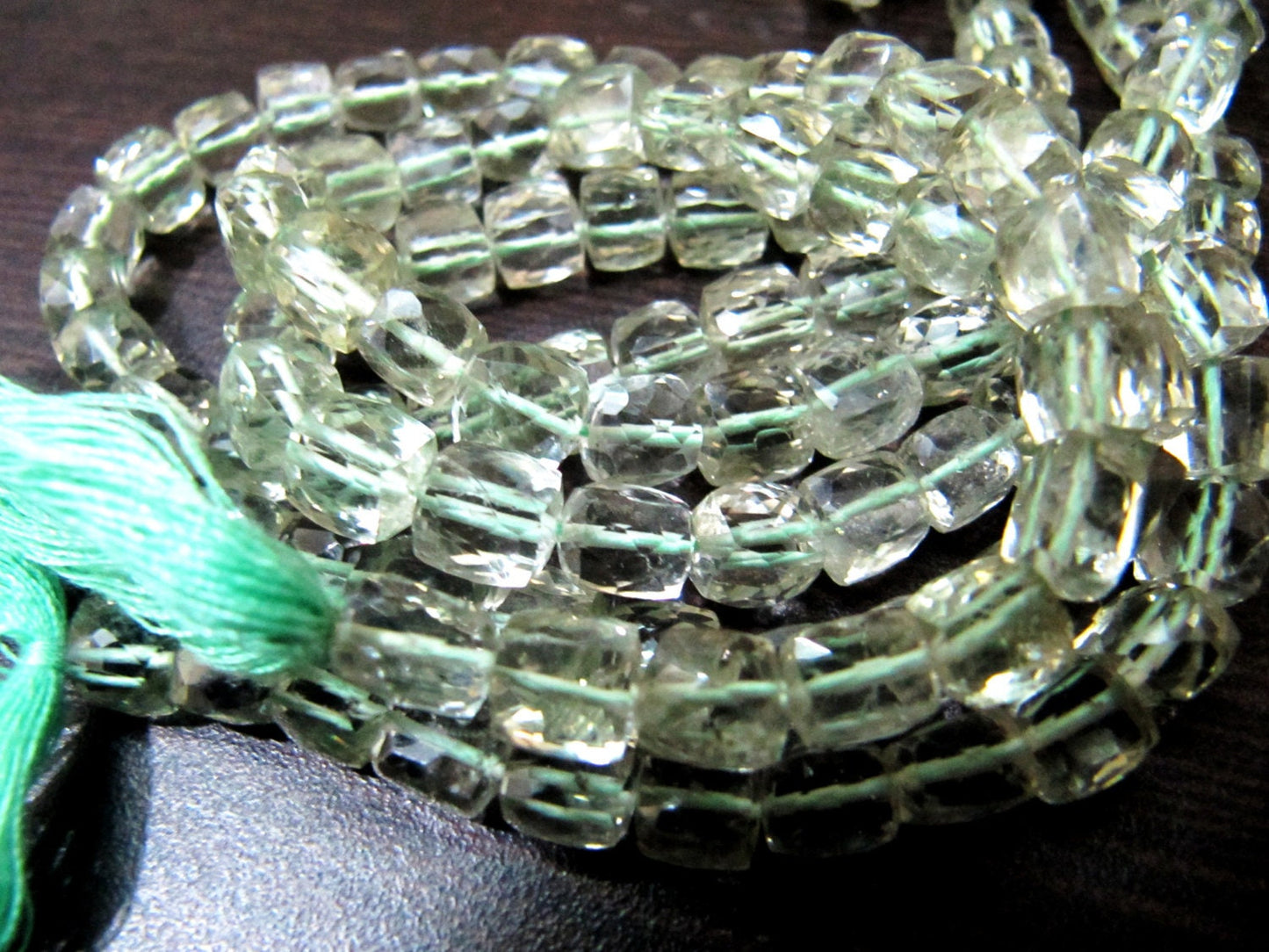 Natural Green Amethyst 6mm to 7mm Box Cube Shape Micro Faceted Beads Strand 8 inches long Jewelry Making beads Best Quality