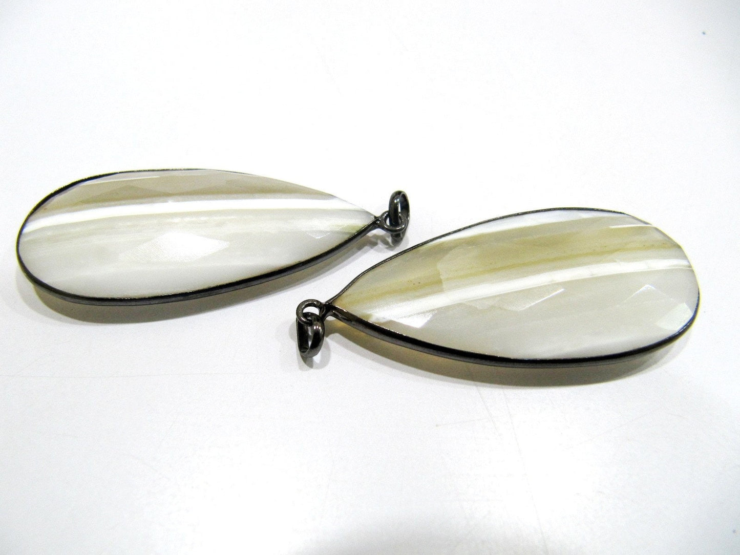 Natural White Opal Pear Shape Briolette Faceted Connector Pendant Charm 22 x 45 mm size Unique Rare Gemstone Bezal Pendant Single Loop