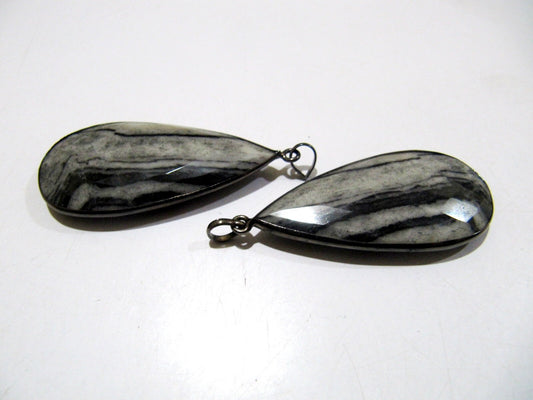Natural Zebra Agate Pear Shape Briolette Faceted Connector Pendant Charm 22X45 mm size Unique Rare Gemstone Bezel Pendant Single Loop