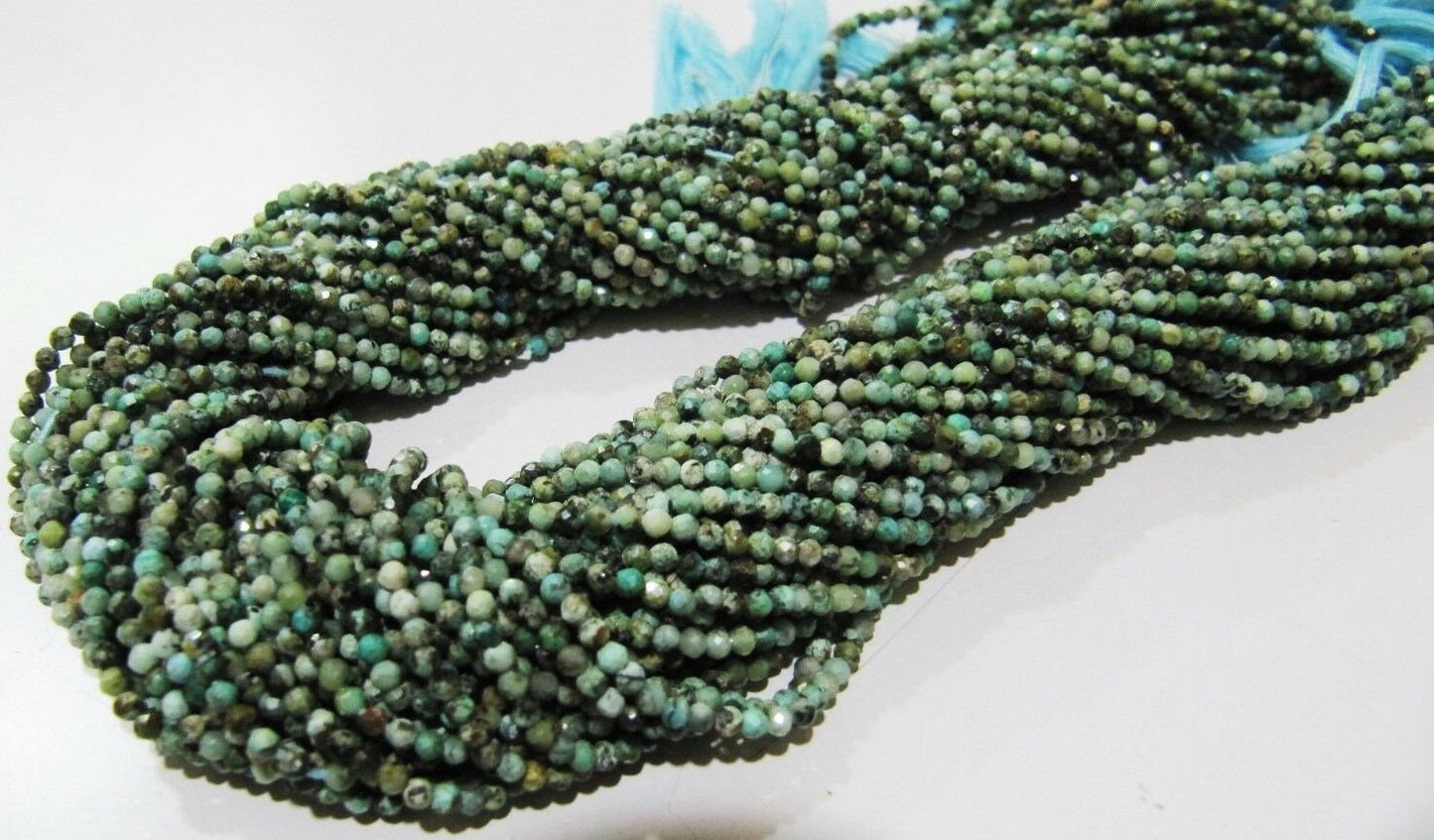 Natural Untreated Turquoise 2mm Rondelle Faceted Beads Strand 13 Inches long Semi Precious Stone beads Wholesale Prices