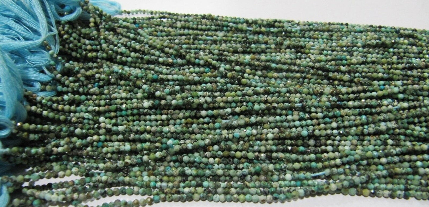 Natural Untreated Turquoise 2mm Rondelle Faceted Beads Strand 13 Inches long Semi Precious Stone beads Wholesale Prices