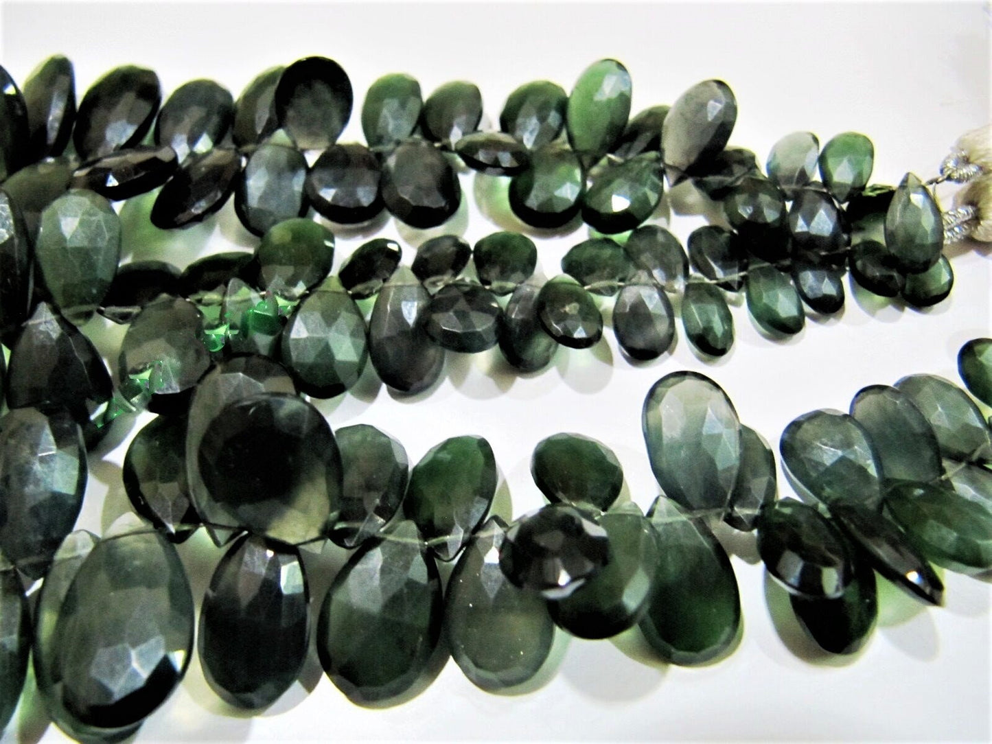 Natural Serpentine Briolette Gemstone Beads Russian Serpentine Faceted Pear Shape Beads 6x8 mm to 16x20 mm Strand 8 to 9 inches long