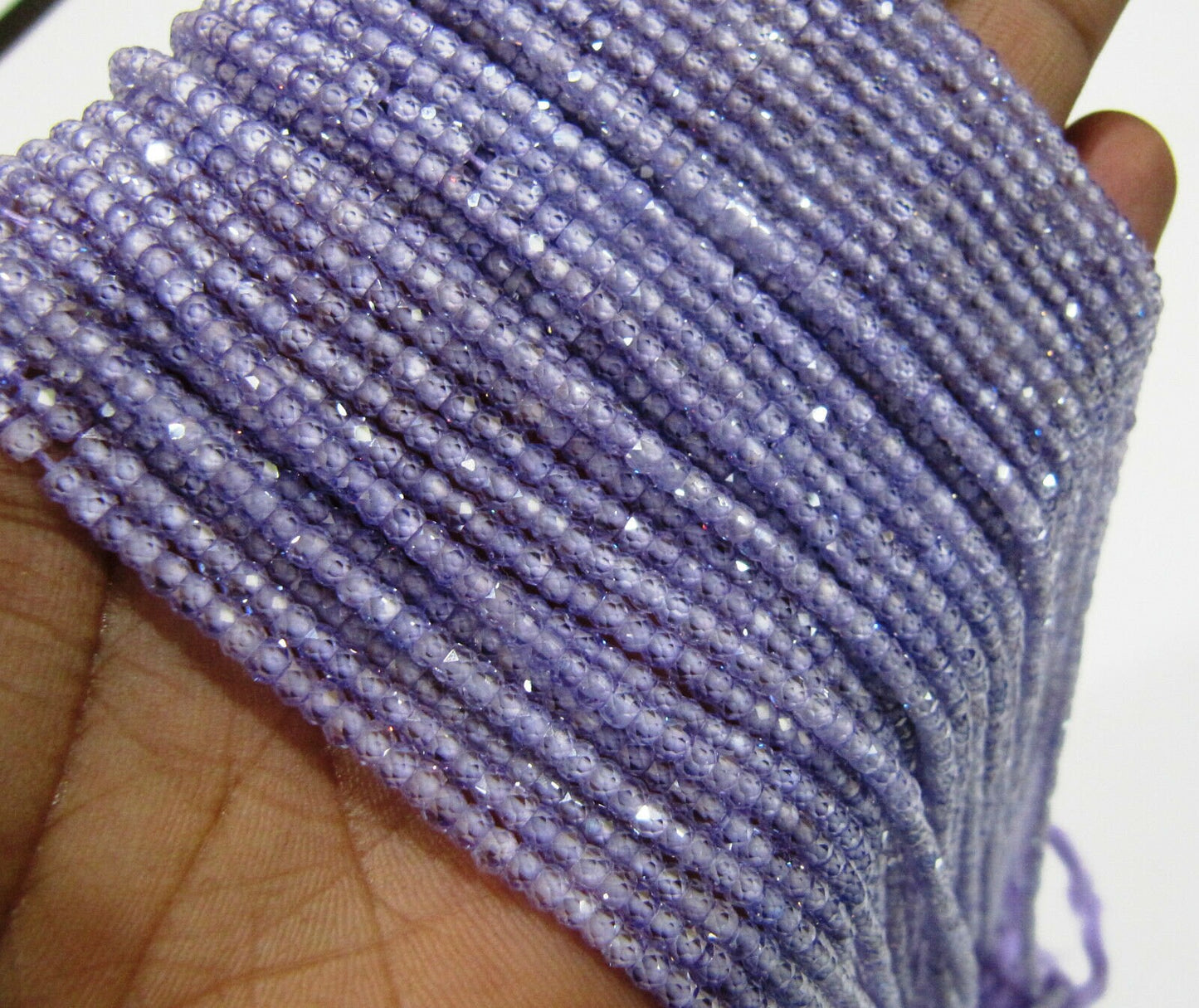Lavender color Cubic Zirconia Rondelle Faceted Beads 3mm Strand 13 inch long Top Quality Wholesale prices Jewelry making gemstone  beads