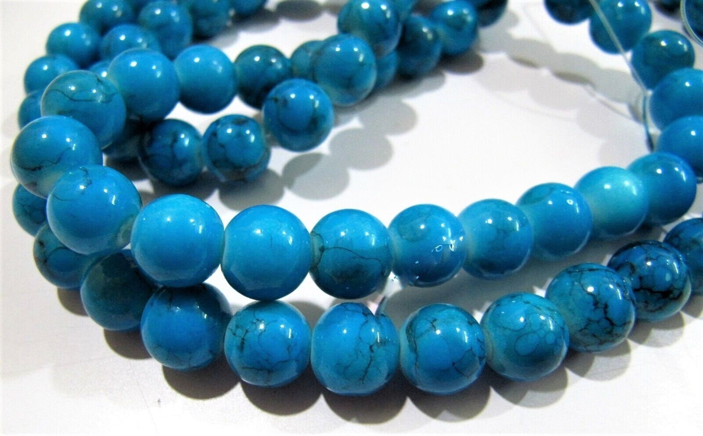 Turquoise Magnasite Ball Shape round Plain Smooth Beads 10mm  Howlite Turquoise Gemstone Beads 16 inches Long Wholesale Prices