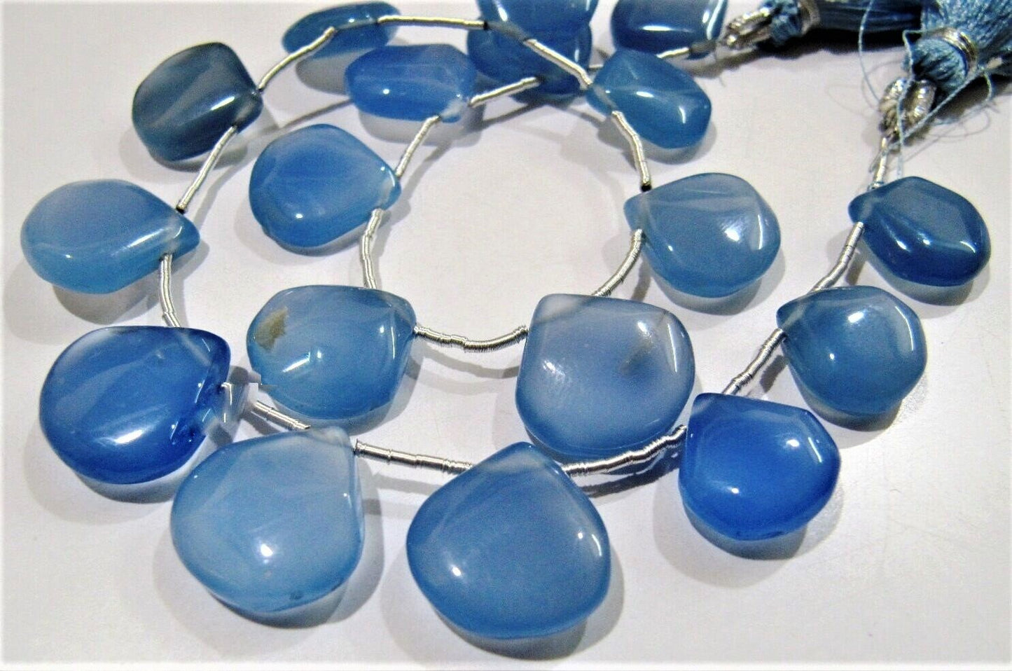 Natural Blue Chalcedony Plain Heart Shape Size 15-16 mm Beads Sold per strand of 10 inches long Wholesale Prices