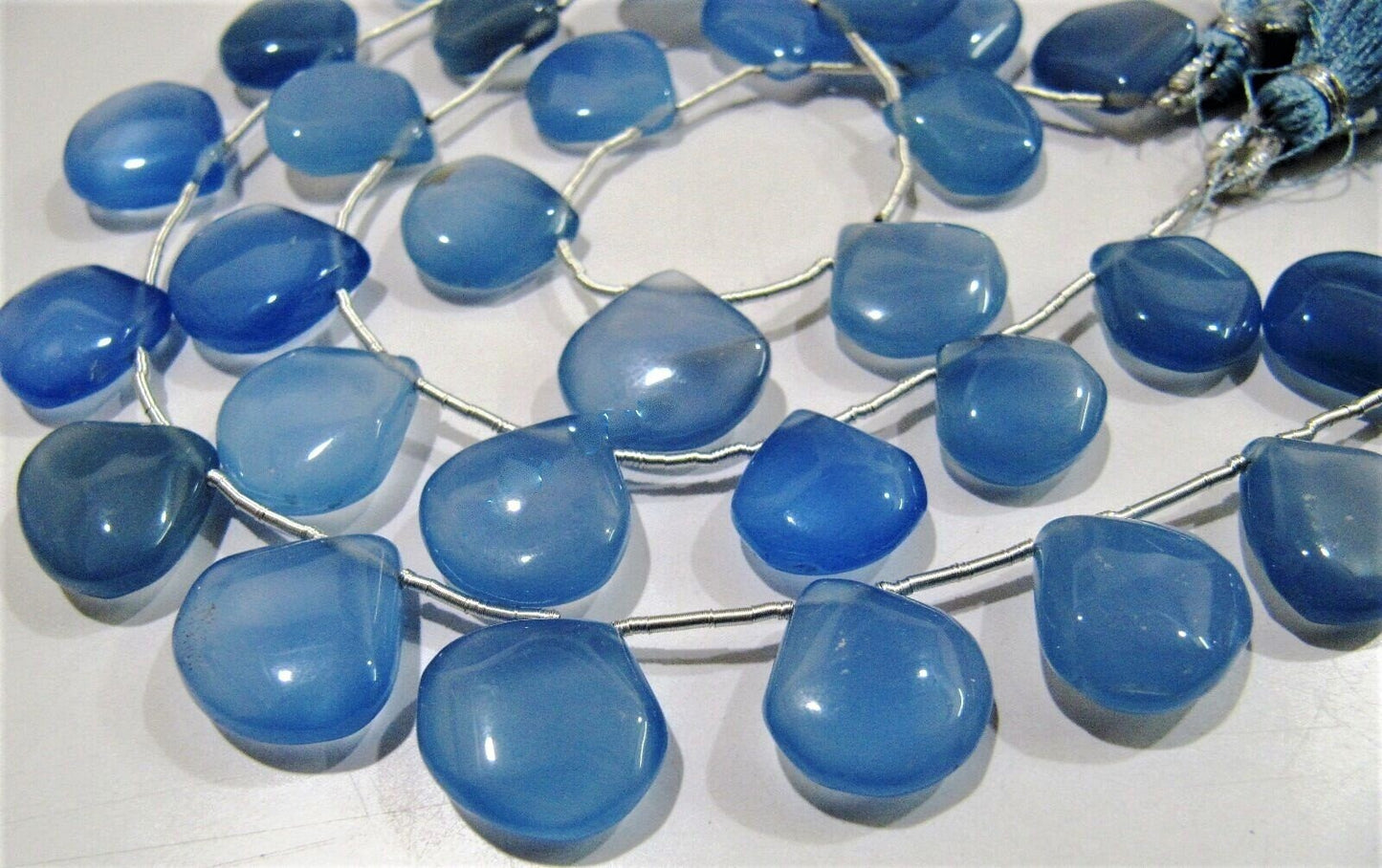 Natural Blue Chalcedony Plain Heart Shape Size 15-16 mm Beads Sold per strand of 10 inches long Wholesale Prices
