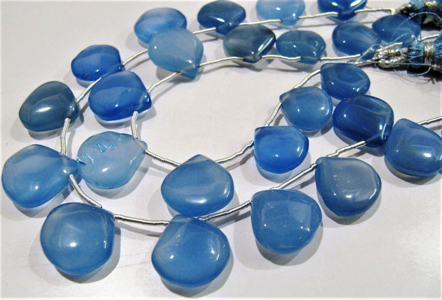 Natural Blue Chalcedony Plain Heart Shape Size 15-16 mm Beads Sold per strand of 10 inches long Wholesale Prices