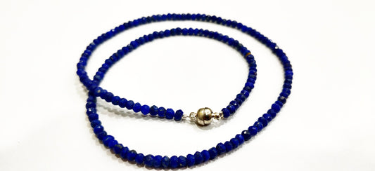 Natural Lapis Lazuli Rondelle Faceted 4mm Beads necklace With Magnetic Clasp Top Quality Wholesale prices Beaded Jewellery