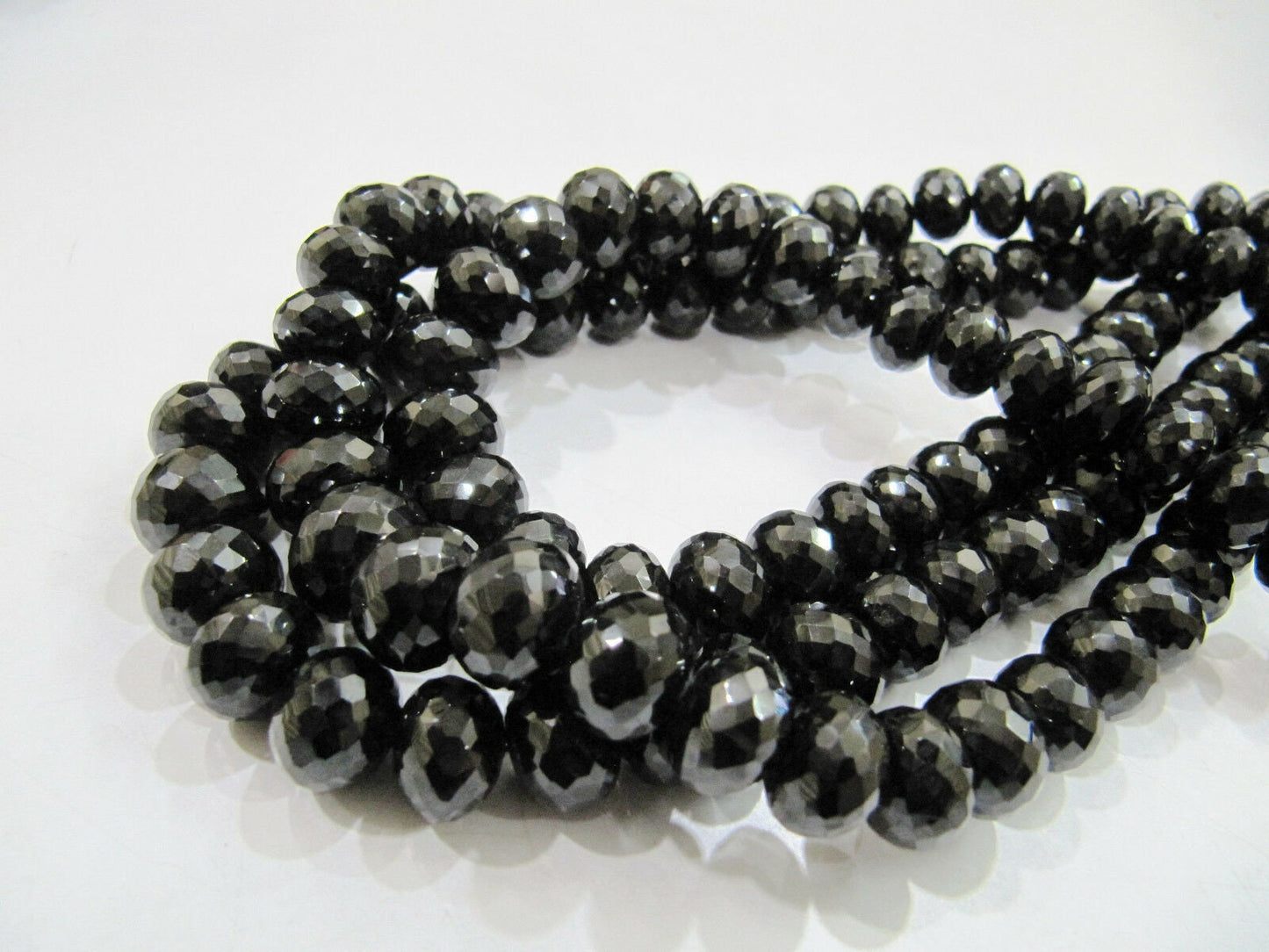 Natural Black Spinel  Rondelle Faceted Beads 8 to 12mm Strand 8 inches Long Wholesale Prices Best Quality Jewelry Making Gemstone Beads