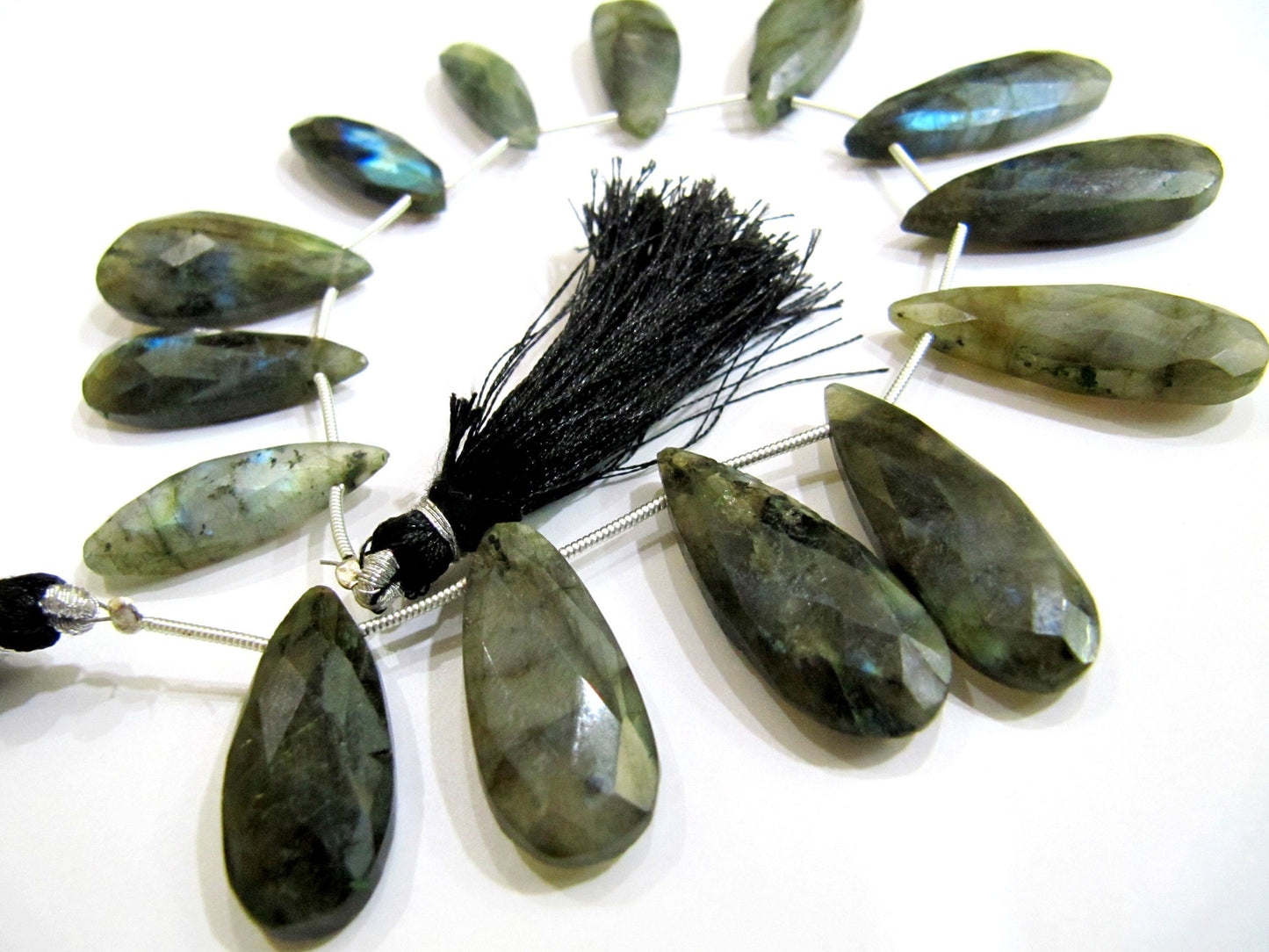 Natural labardorite Pear shape briolette faceted Blue Flashy Beads strand 9 inches long Jewelry Making Gemstone Wholesale Prices