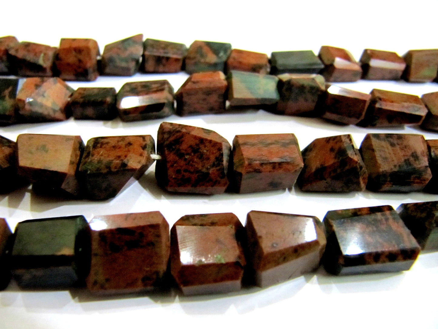Natural Brown Jasper Nugget Shape Tumbled Faceted Beads Size 10X15mm Strand 10 inches Long Semi Precious Gemstone