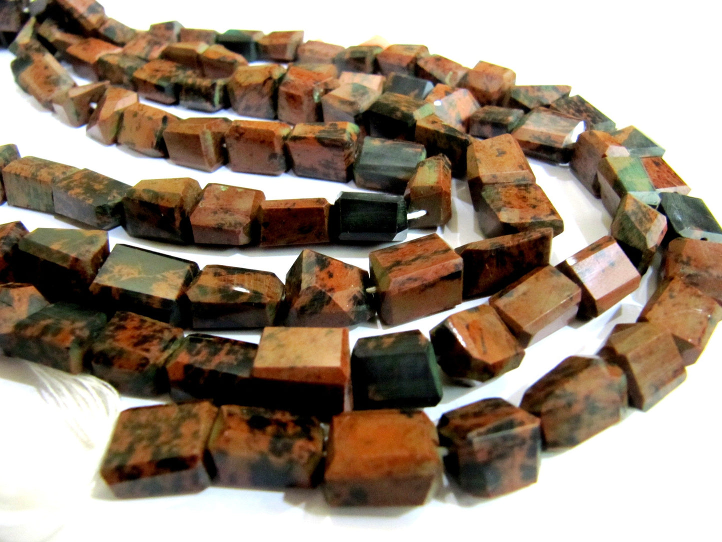 Natural Brown Jasper Nugget Shape Tumbled Faceted Beads Size 10X15mm Strand 10 inches Long Semi Precious Gemstone
