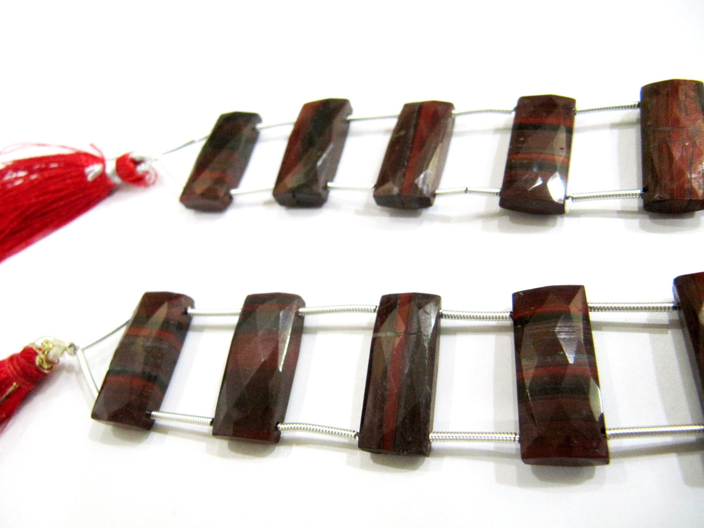 Natural Brown Jasper Cushion Shape Briolettte Faceted 10X22mm Double Drilled Beads Sold as a Strand of 6 Beads Wholesale Price