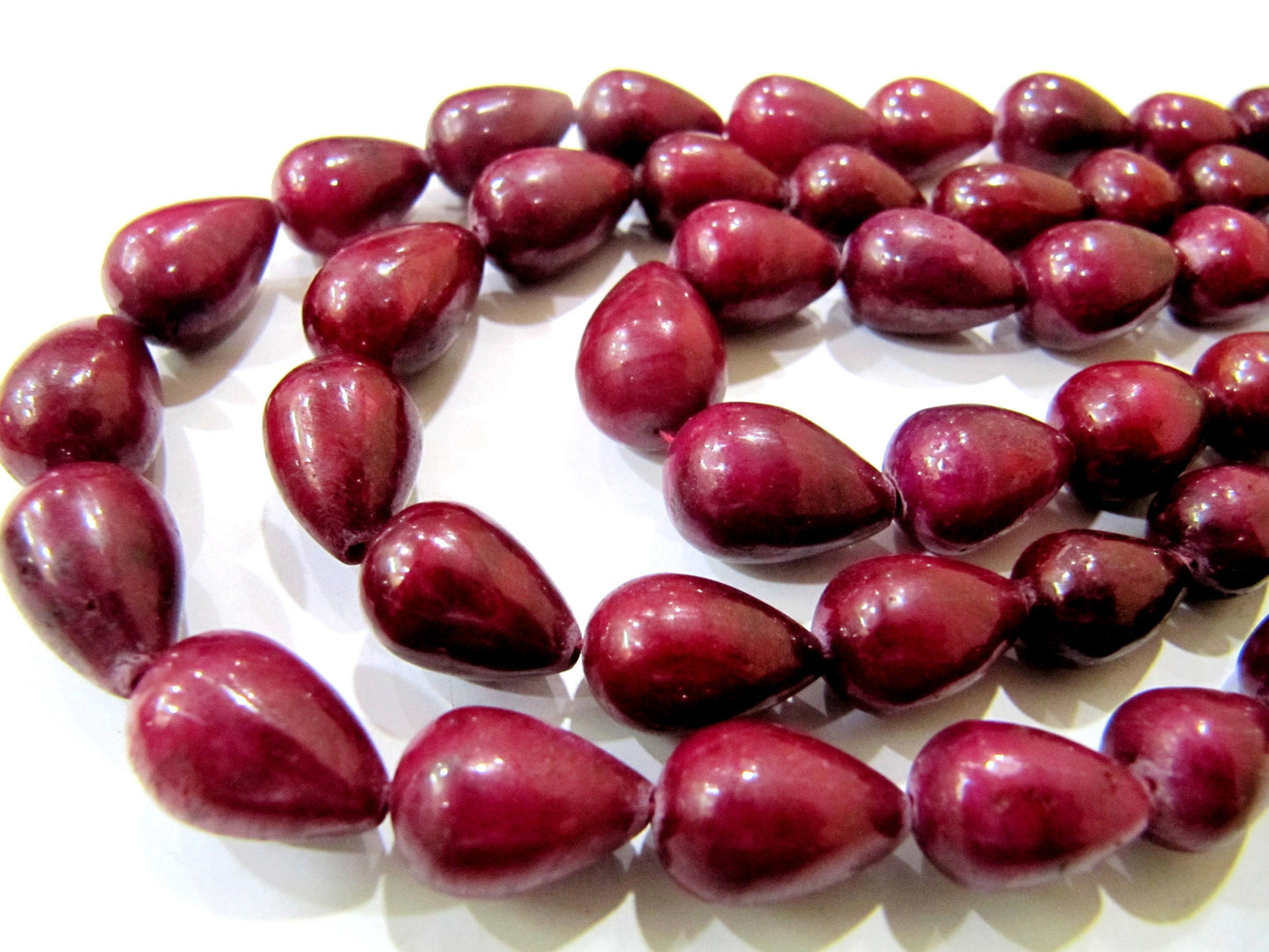Natural Ruby Corundum Smooth Plain Tear Drop Shape Size 6X9mm to 10X14mm Beads Necklace 18 inch long Wholesale Price