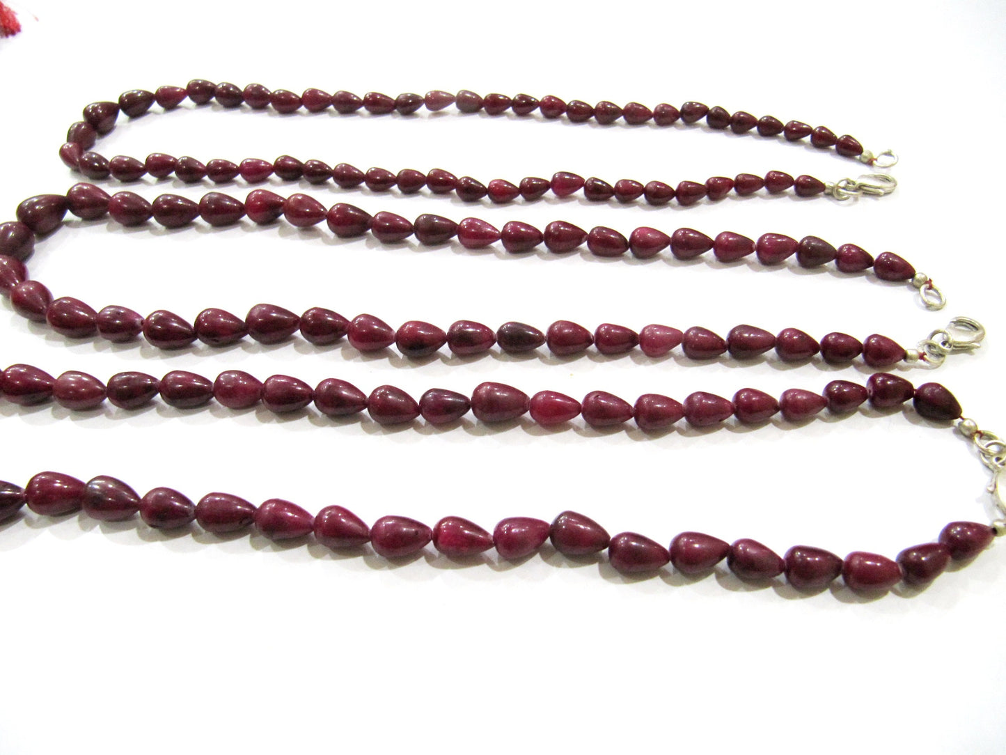 Natural Ruby Corundum Smooth Plain Tear Drop Shape Size 6X9mm to 10X14mm Beads Necklace 18 inch long Wholesale Price