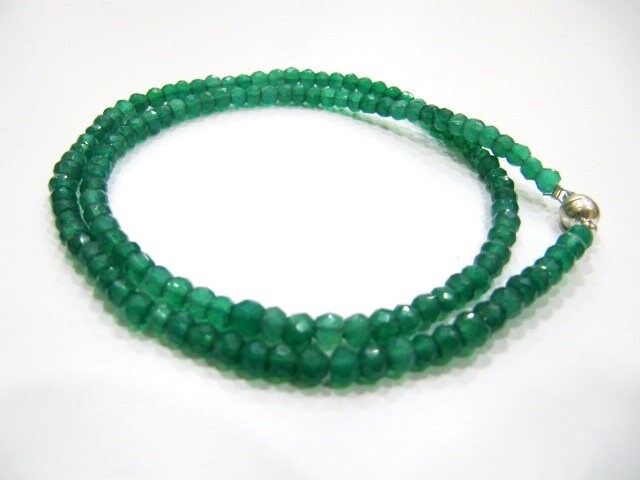 Natural Green Onyx Rondelle Faceted 4mm Green Color Beaded Necklace With Magnetic Clasp Top Quality Wholesale prices