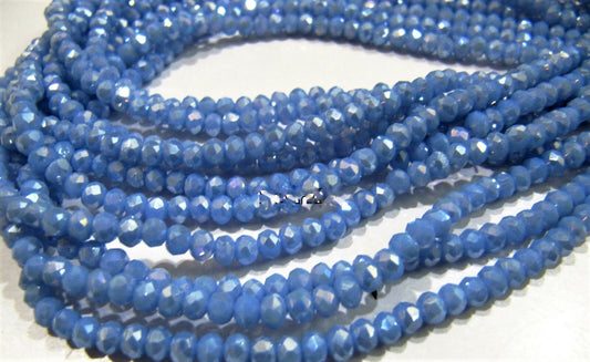 Mystic Coated Blue Chalcedony Hydro Quartz 3-4mm Size Rondelle Faceted Beads Strand 14 inches Long Beautiful Jewelry Beads