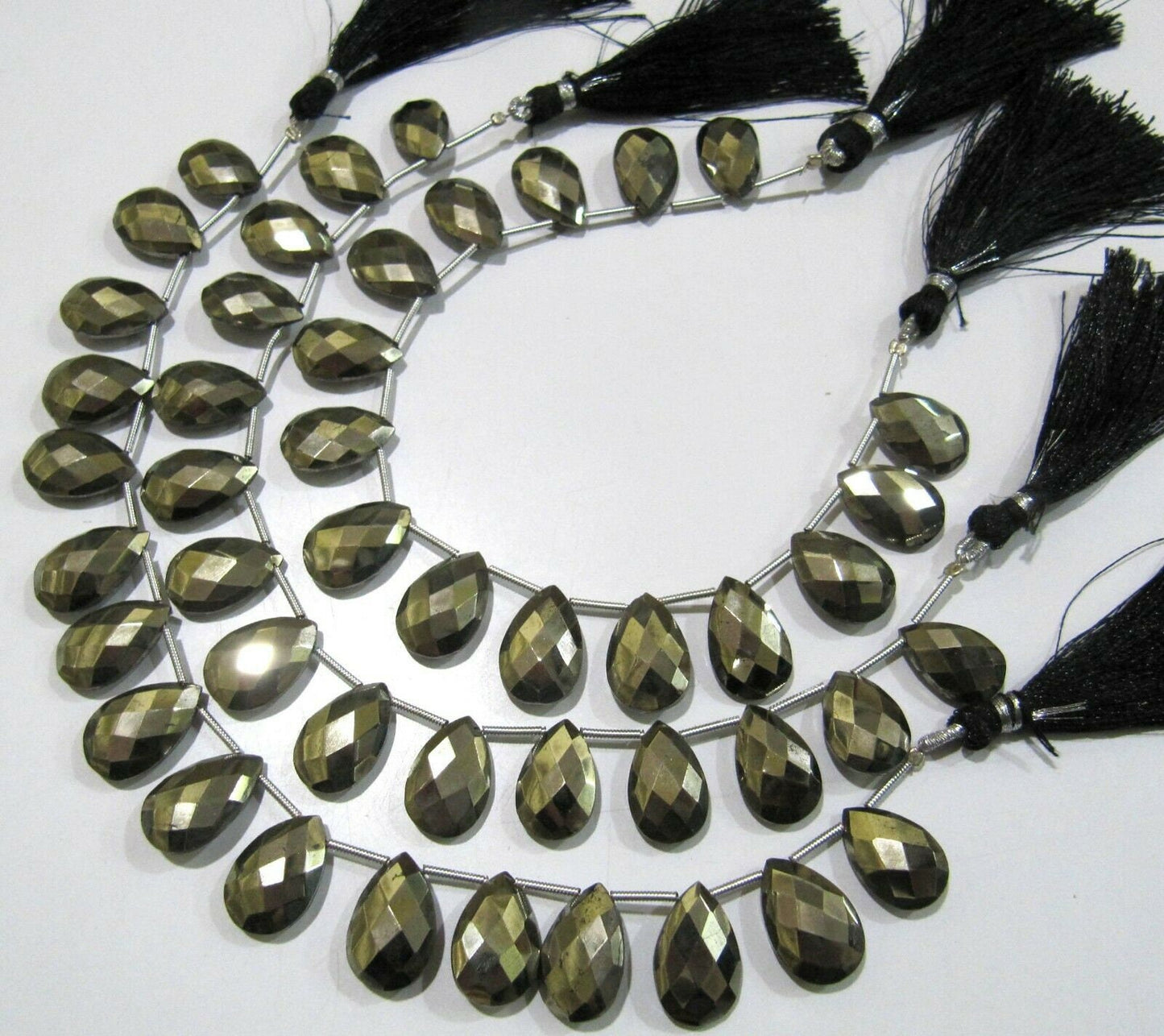 Natural Pyrite Pear Shape Faceted Briolette Beads Size 11x16mm Strand 8 Inches long jewelry Making Gemstone Beads Wholesale price