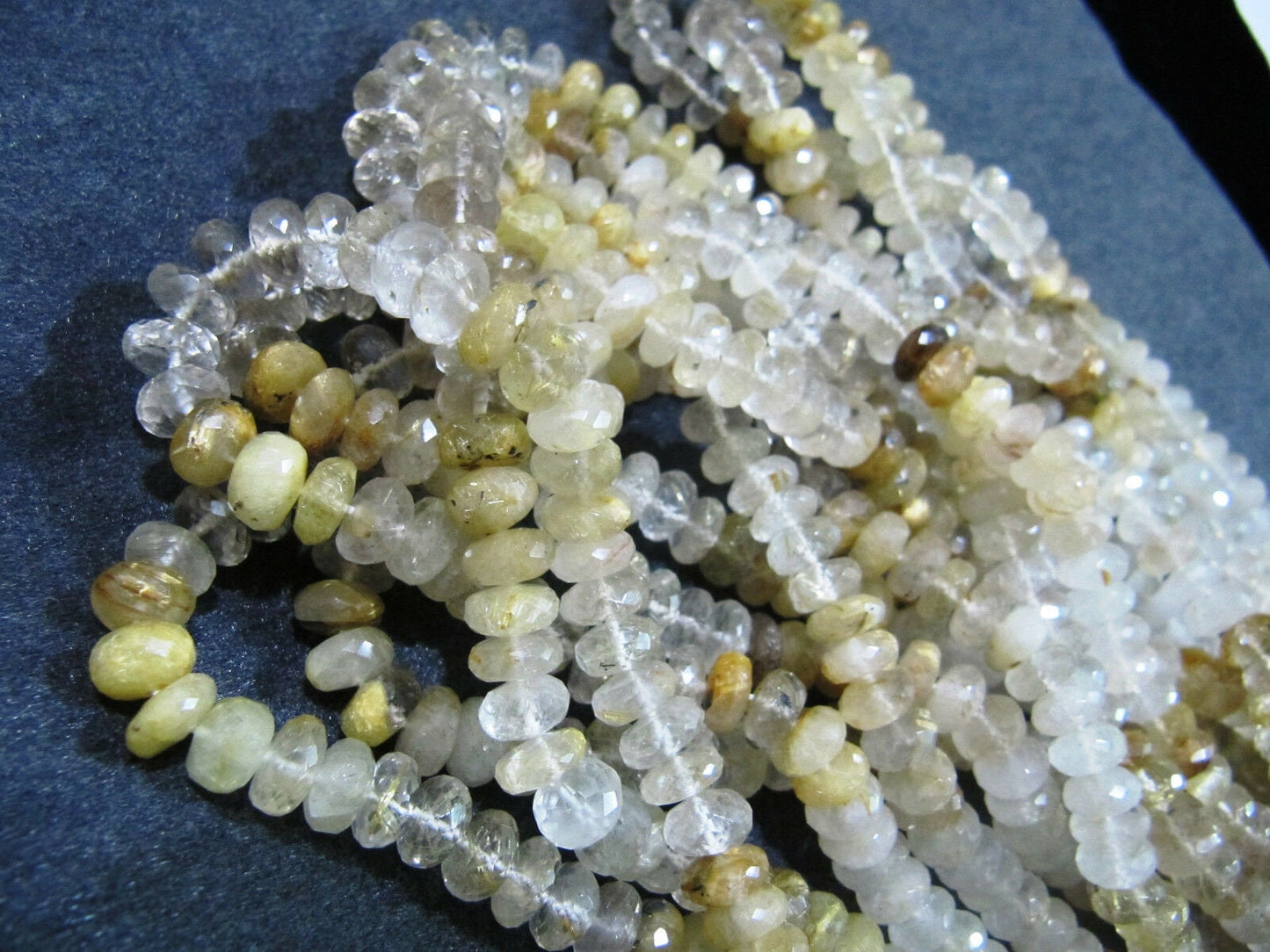 Golden Rutilated quartz Rondelle Faceted 8 to 9mm Golden Rutile faceted Strands 8inches long Semi Precious beads Wholesale rates