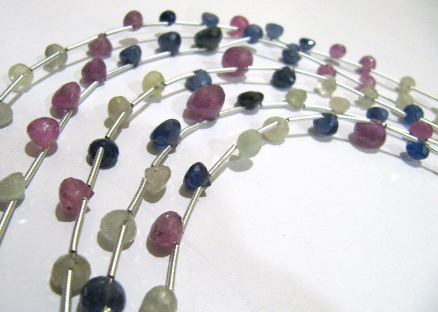 Natural Multi Sapphire Onion Shape briolette Beads 4x6 To 7x10 mm strand 8inches Jewelry making multi gemstones Wholesale Prices