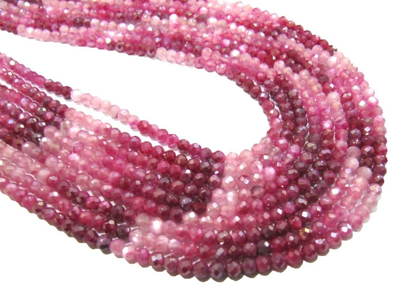 Natural Moonstone AB Coated Shaded Beads Rondelle Faceted Moonstone Beads 3mm Strand 13 inches long Strand Ruby Color Gemstone Beads
