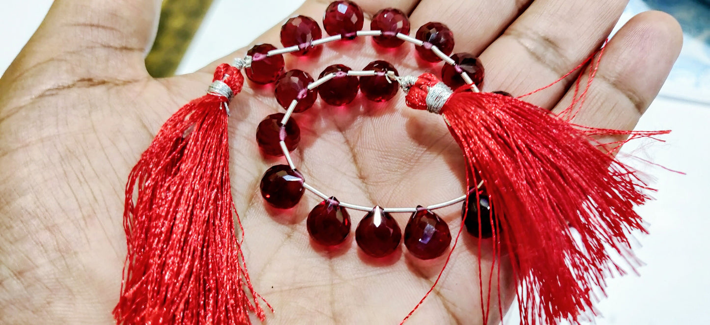 Natural Rubellite Pink Quartz Tear Drop Shape Faceted Beads Size 10mm Pink Beads Strand 8inches Long Jewelry Making Beads Sold Per Strand