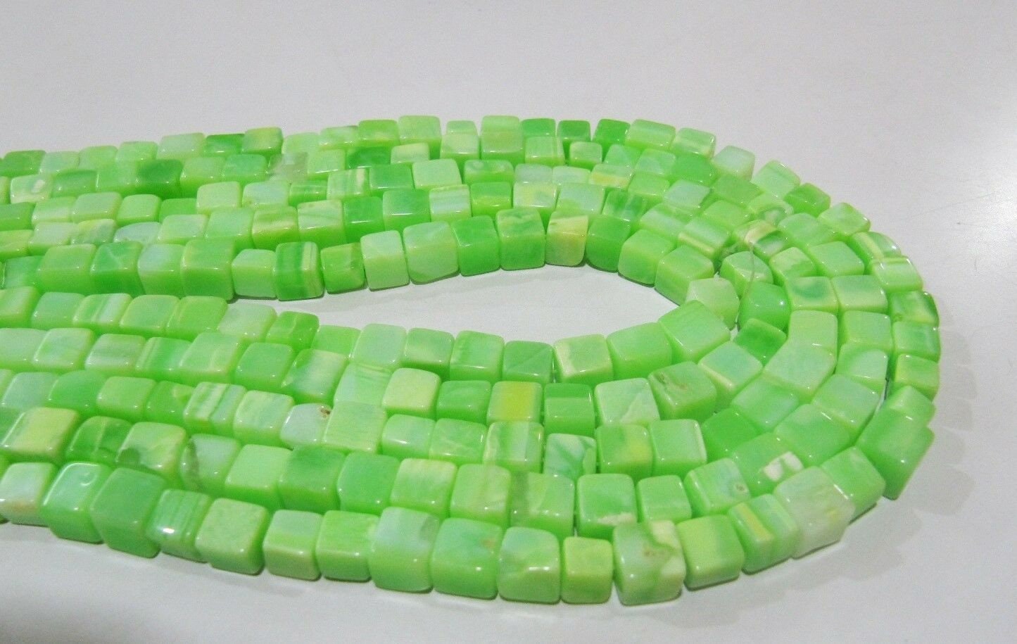 Natural Green Opal Smooth Cut Box Beads 7-8mm Smooth Cube Box Shape Beads Strand 14 Inches Long Wholesale Prices
