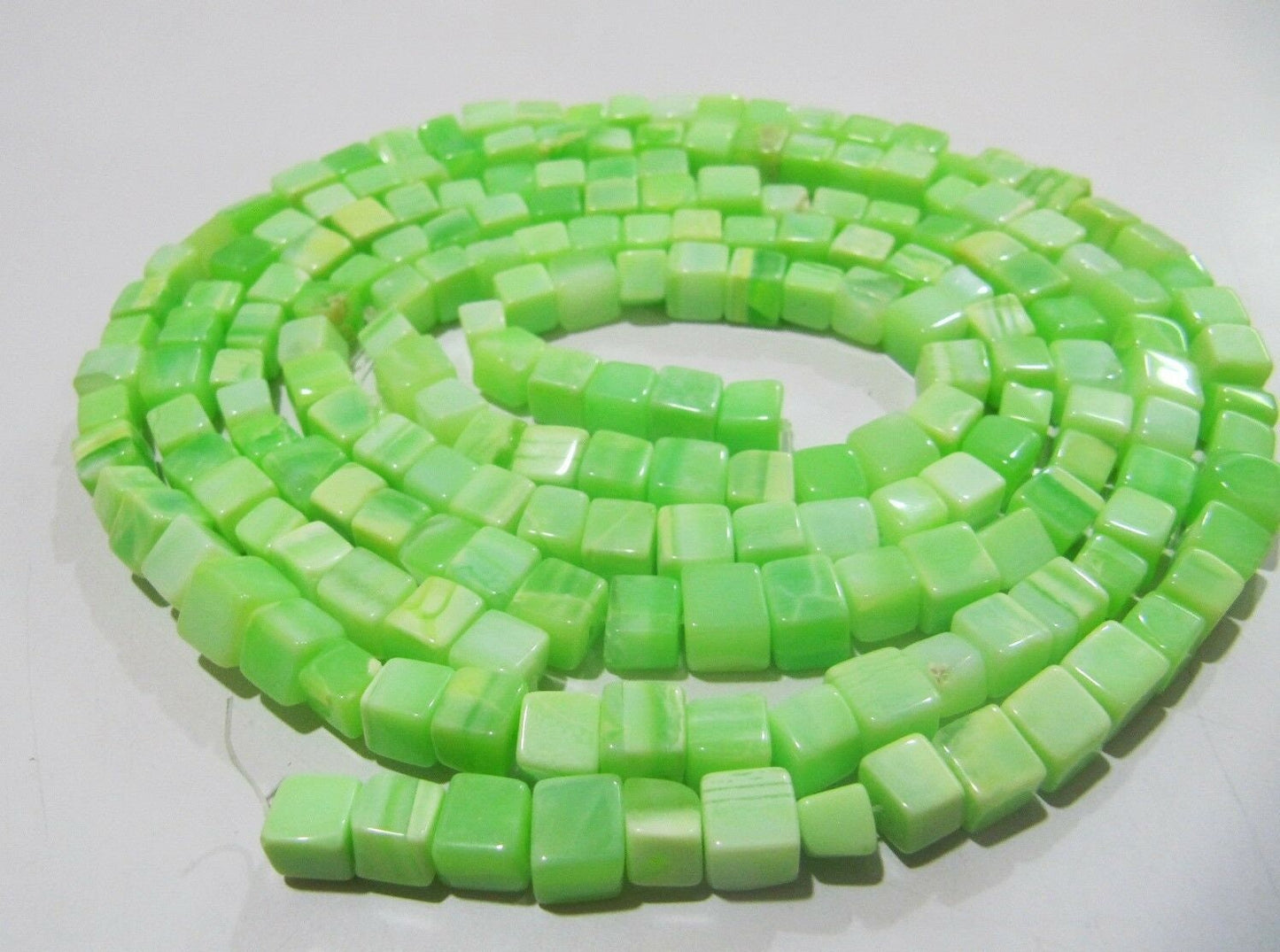 Natural Green Opal Smooth Cut Box Beads 7-8mm Smooth Cube Box Shape Beads Strand 14 Inches Long Wholesale Prices