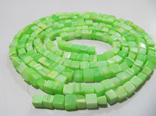 Natural Green Opal Smooth Cut Box Beads 7-8mm Smooth Cube Box Shape Beads Strand 14 Inches Long Wholesale Prices
