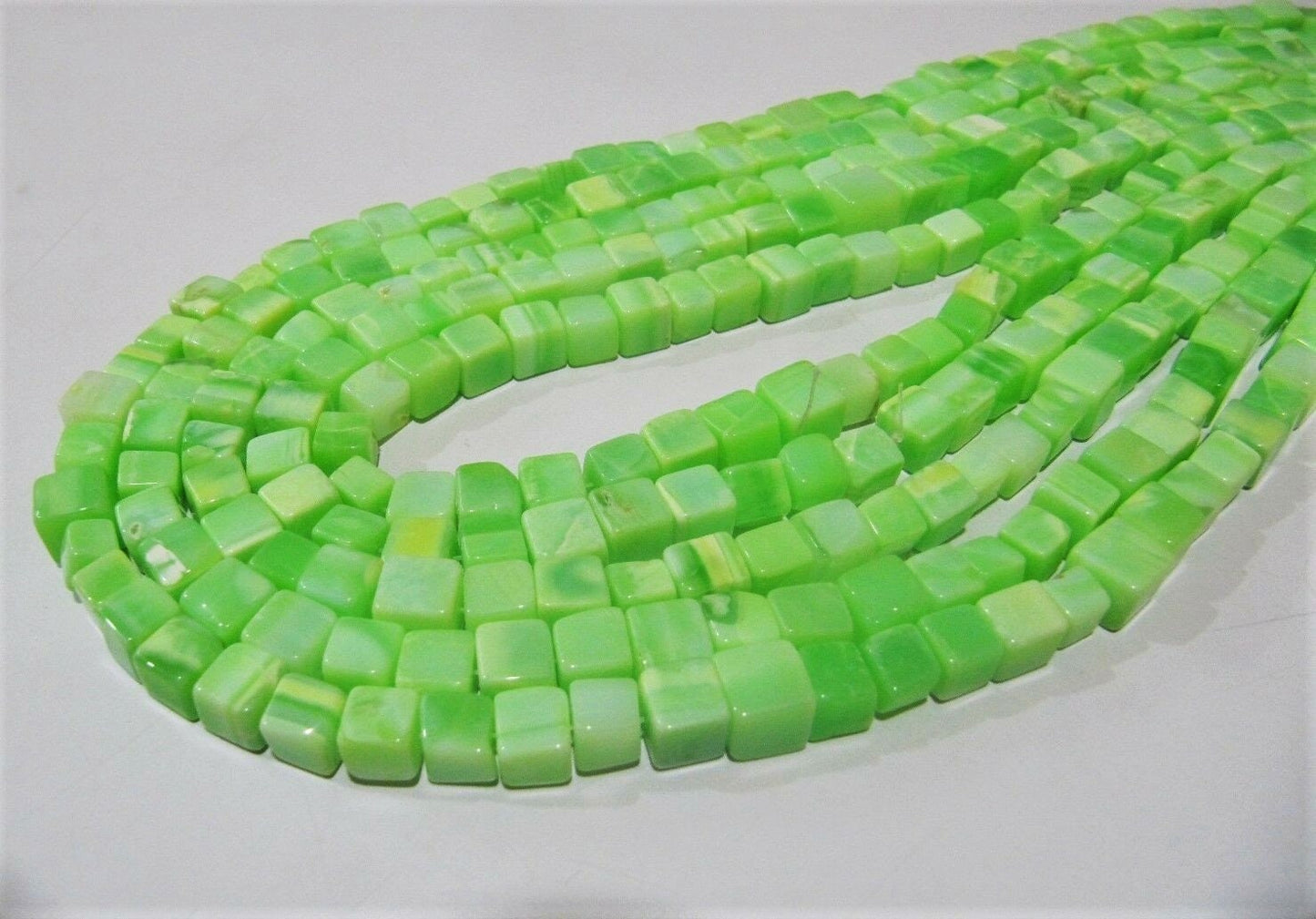 Natural Green Opal Smooth Cut Box Beads 7-8mm Smooth Cube Box Shape Beads Strand 14 Inches Long Wholesale Prices