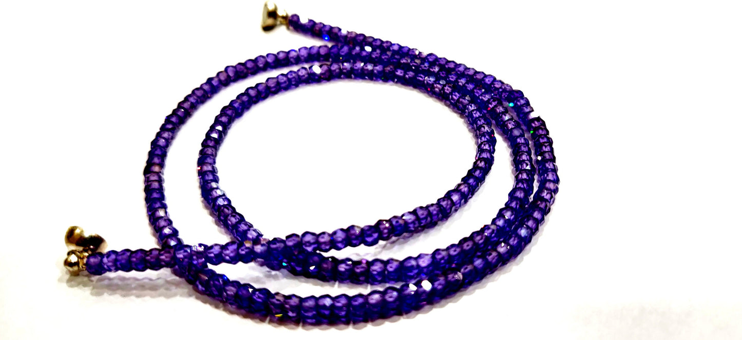 Amethyst Cubic Zirconia Rondelle Faceted 3mm Purple Color Beaded Necklace Magnetic Clasp Top Quality Wholesale prices