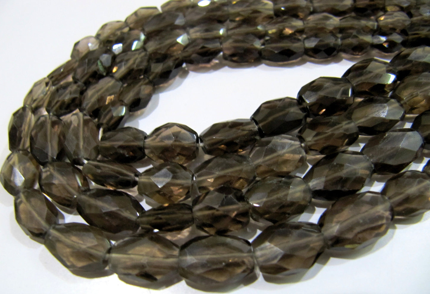 Natural Genuine Smoky Quartz Faceted Oval Mani Shape Briolette 8 to 10mm Beads Length 13 inches long Jewelry making gemstone Wholesale Price