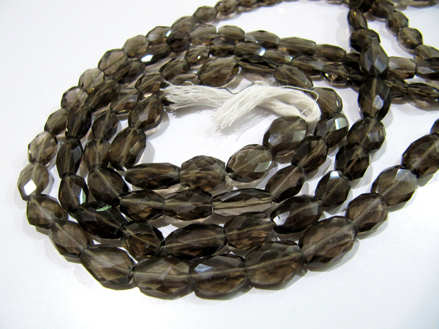 Natural Genuine Smoky Quartz Faceted Oval Mani Shape Briolette 8 to 10mm Beads Length 13 inches long Jewelry making gemstone Wholesale Price