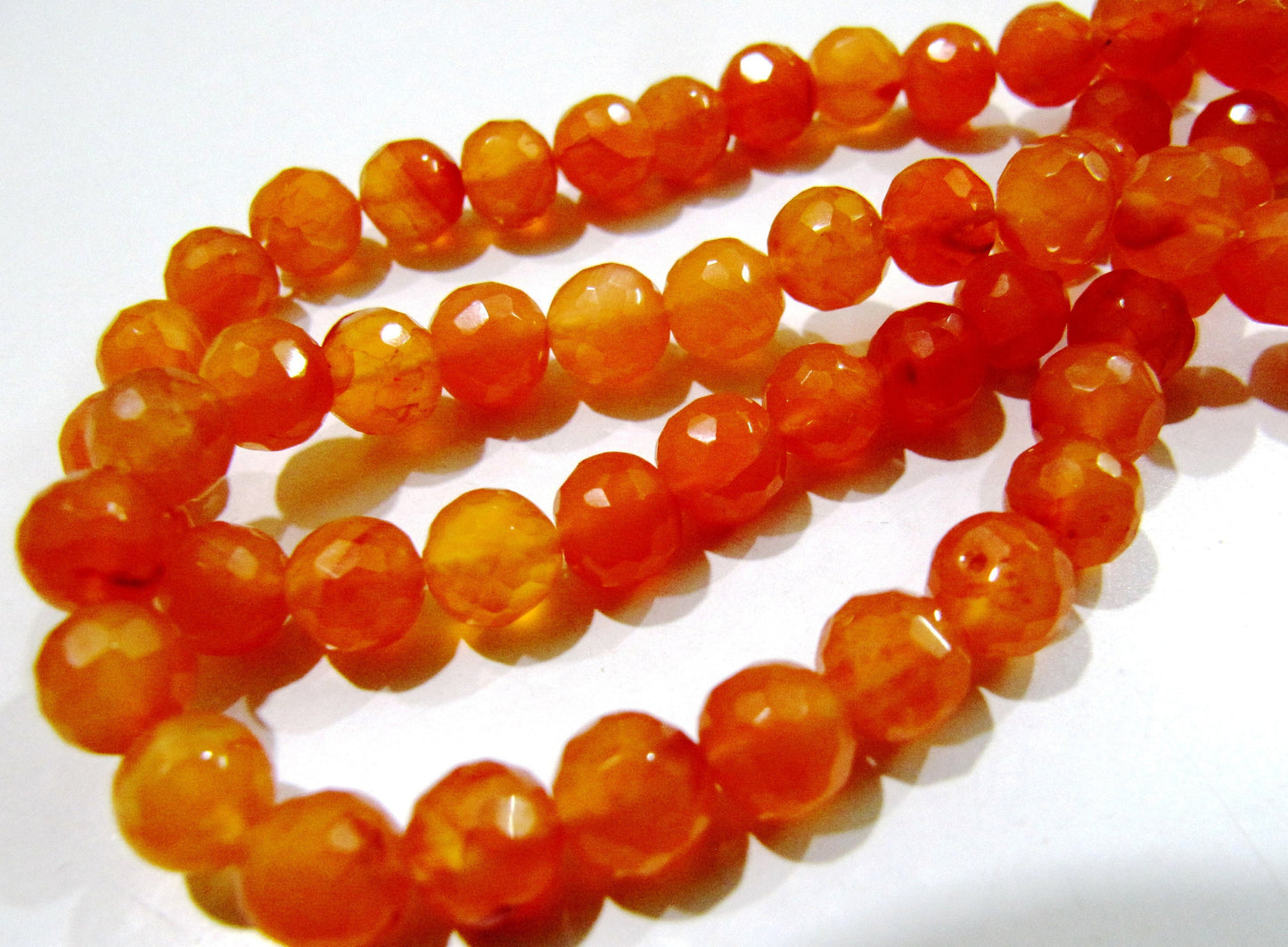 Natural Carnelian Round Faceted Beads Size 6-7 mm Strand Size 10 inches Orange Color Gemstone Jewelry Making Beads