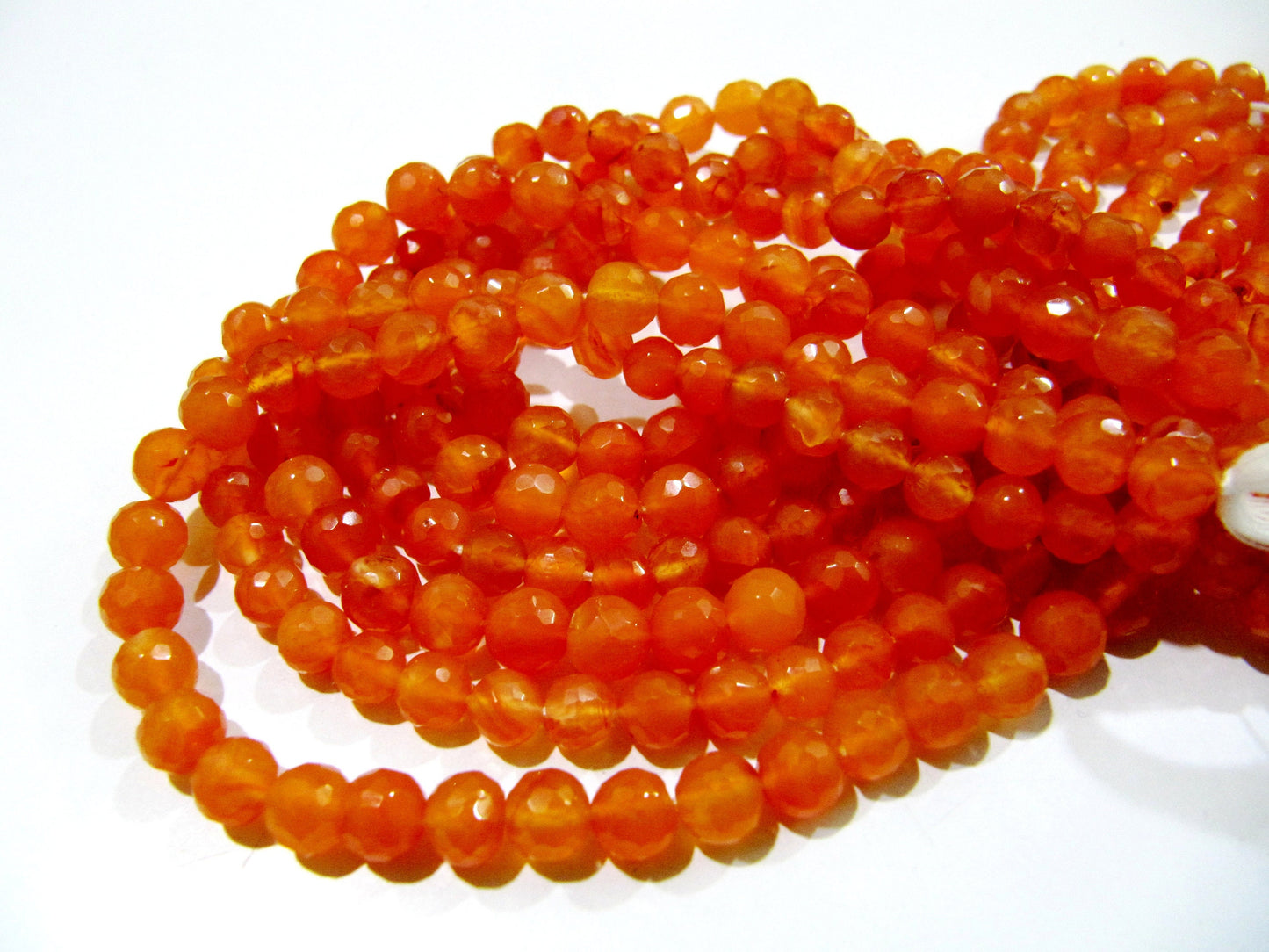 Natural Carnelian Round Faceted Beads Size 6-7 mm Strand Size 10 inches Orange Color Gemstone Jewelry Making Beads